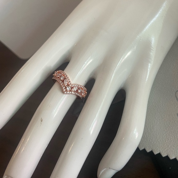 Rose Gold and Cubic Zirconia Ring - Picture 1 of 4
